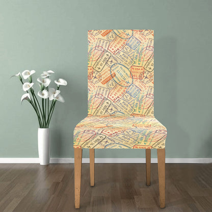 Travel Stamp Print Design LKS302 Dining Chair Slipcover