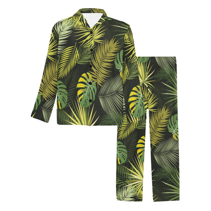 Palm Leaf Pattern Print Design A05 Men's Long Pajama Set