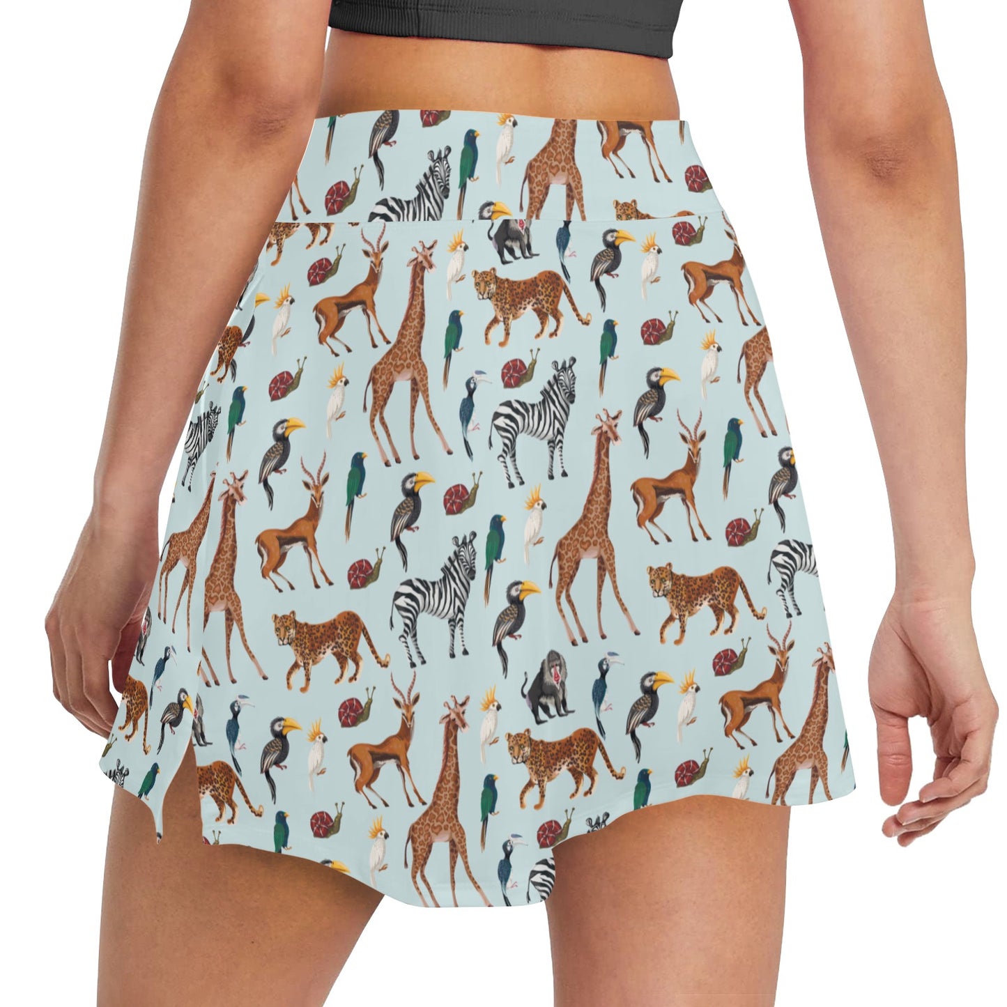Safari Animal Print Design LKS306 Women's Golf Skirt with Pocket