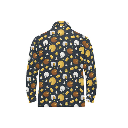 Cheese Pattern Print Design 03 Long Sleeve Polo Shirt For Men's