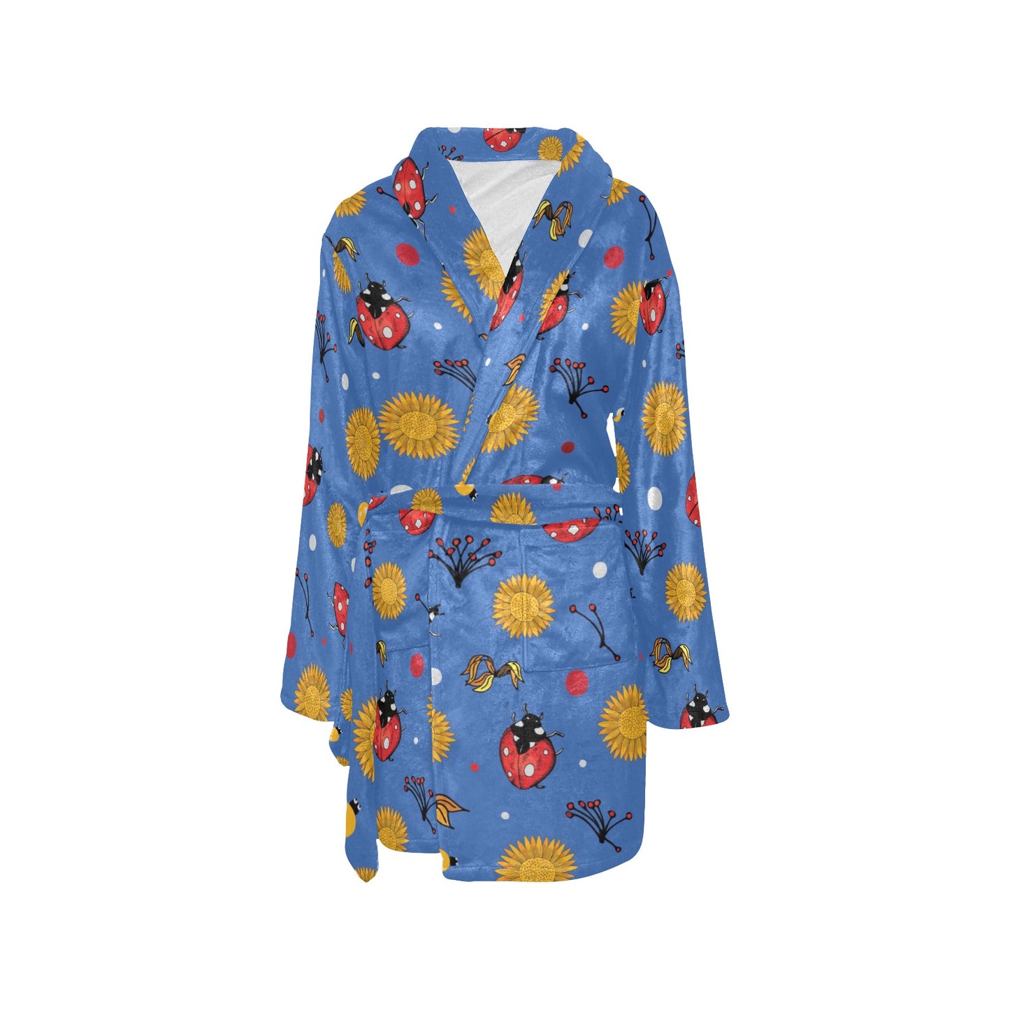 Ladybug Pattern Print Design 05 Women's Fleece Robe