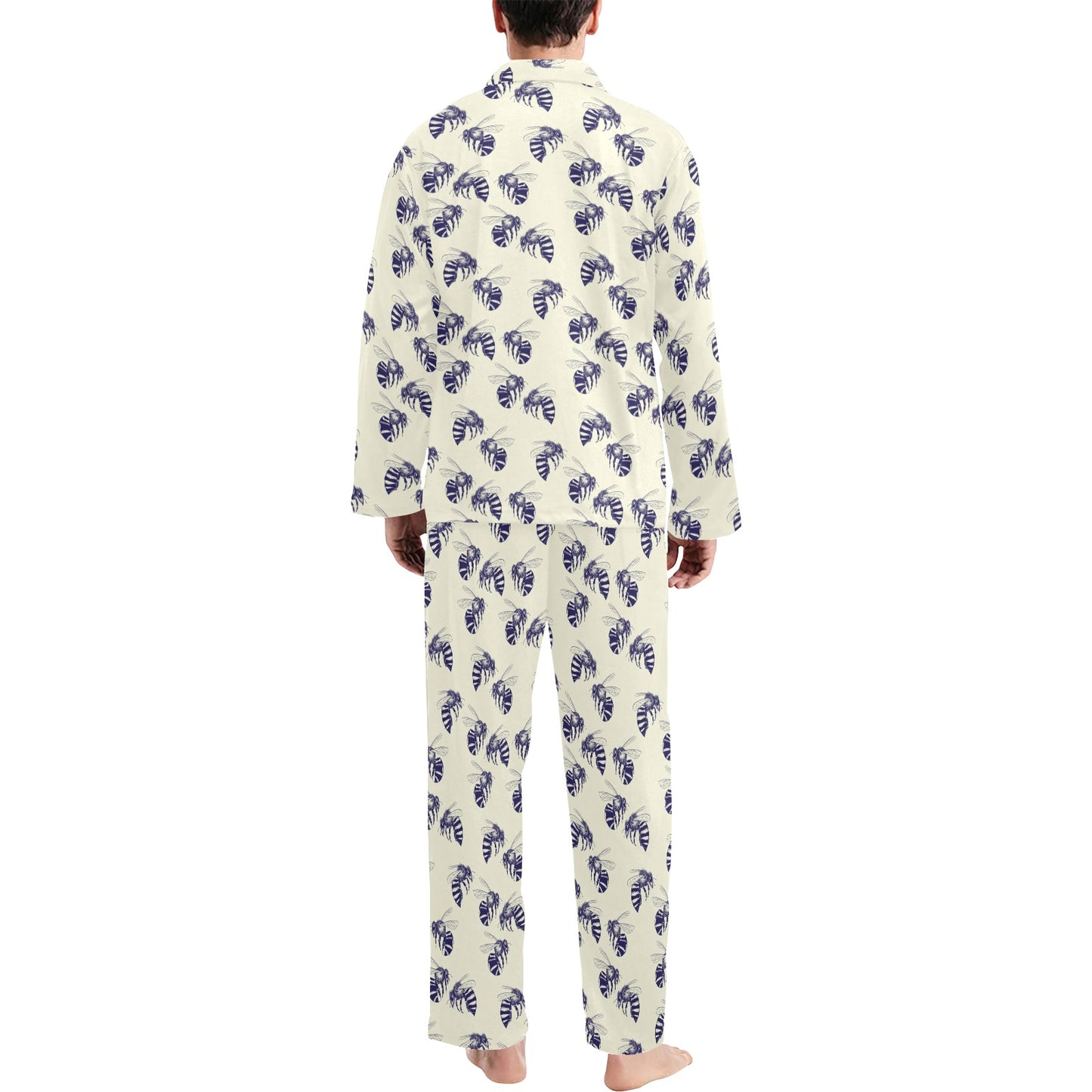 Bee Pattern Print Design 02 Men's Long Pajama Set