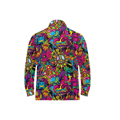 Trippy Print Design LKS304 Long Sleeve Polo Shirt For Men's