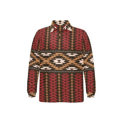 Native Pattern Print Design A02 Long Sleeve Polo Shirt For Men's