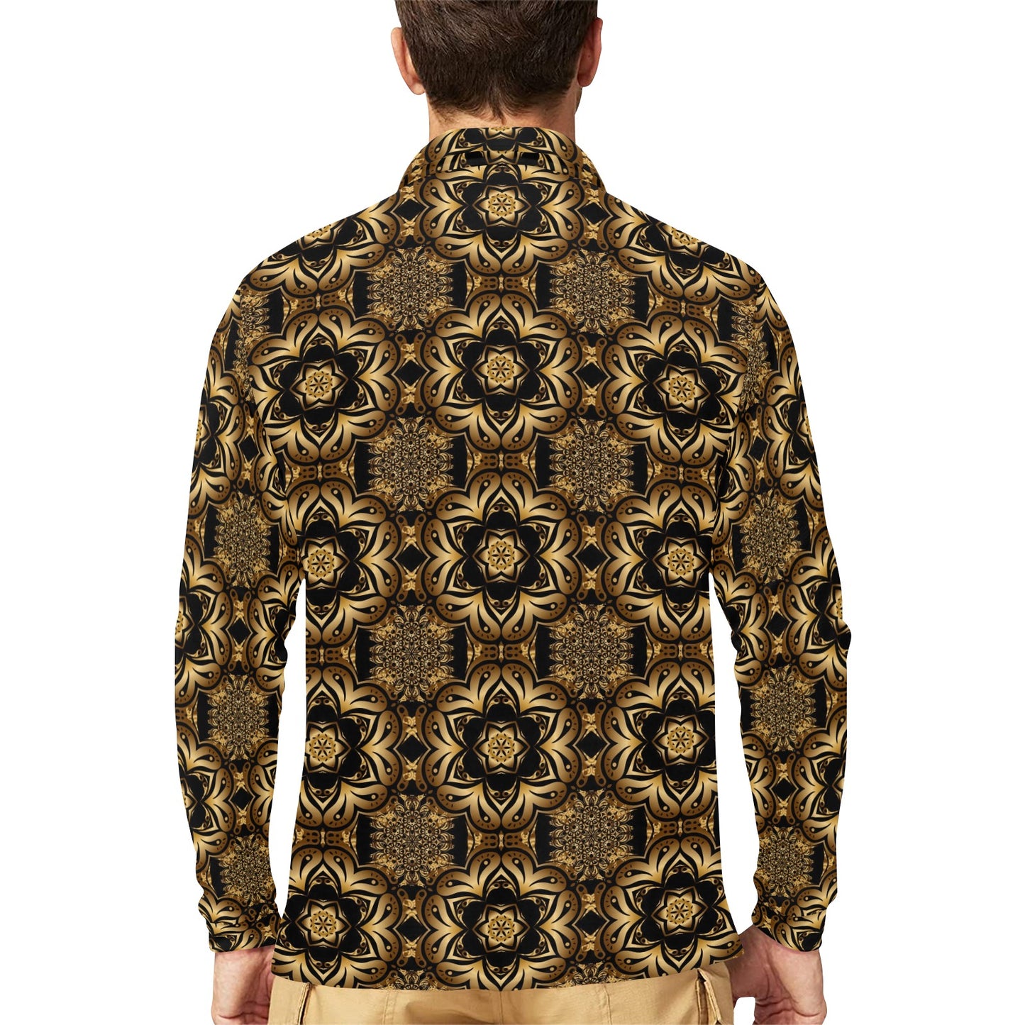 Celtic Pattern Print Design 07 Long Sleeve Polo Shirt For Men's