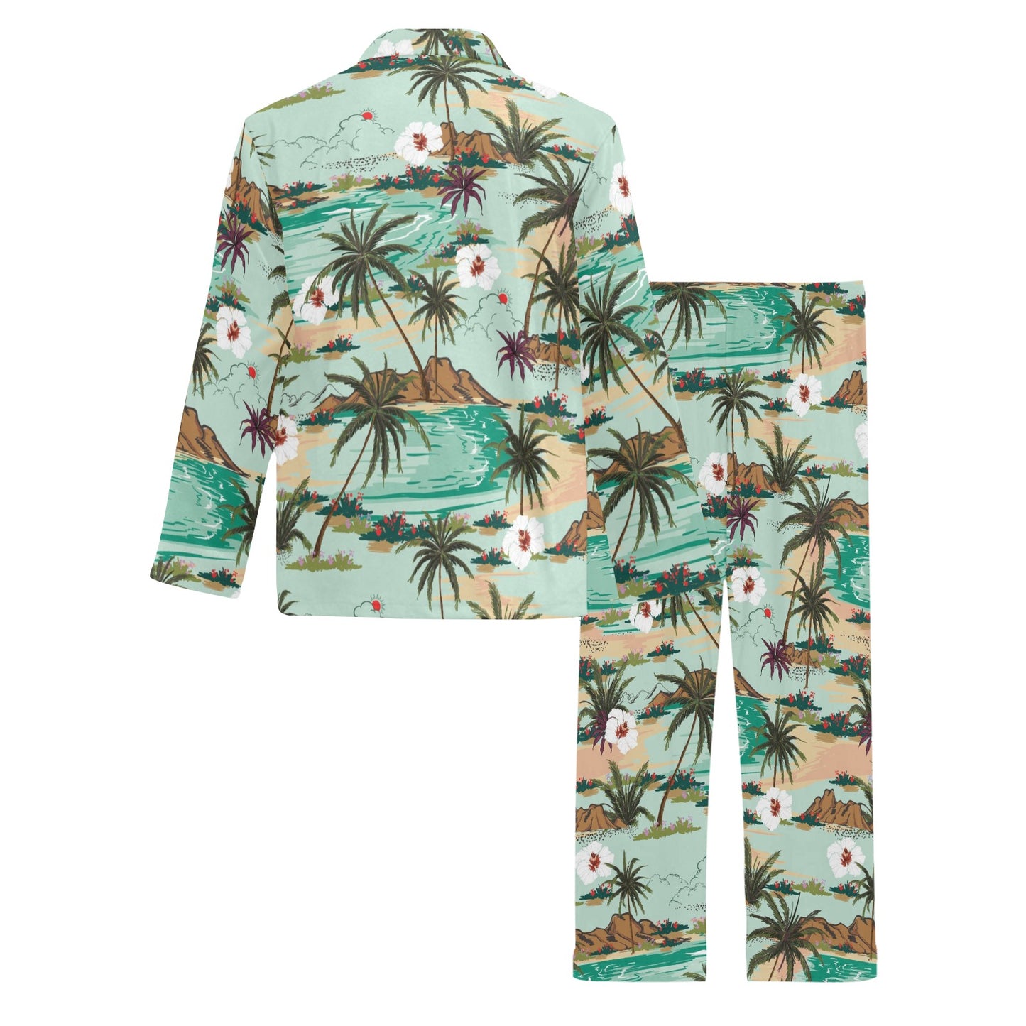 Pacific island Pattern Print Design A03 Men's Long Pajama Set
