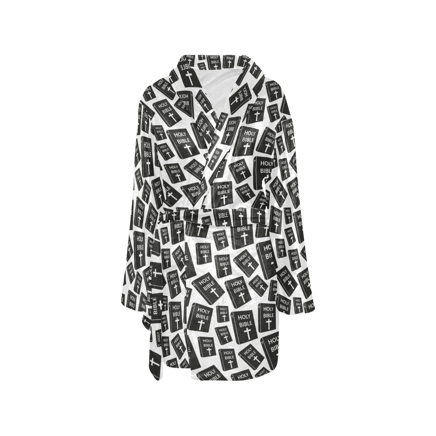 Christian Holy Bible Book Pattern Women's Fleece Robe