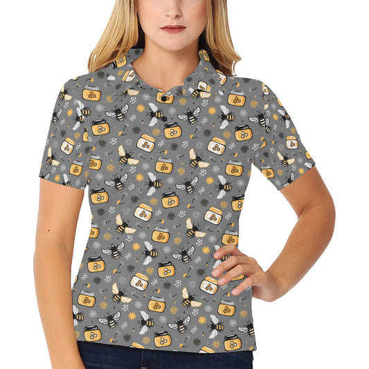 Honey Bee Print Design LKS301 Women's Polo Shirt