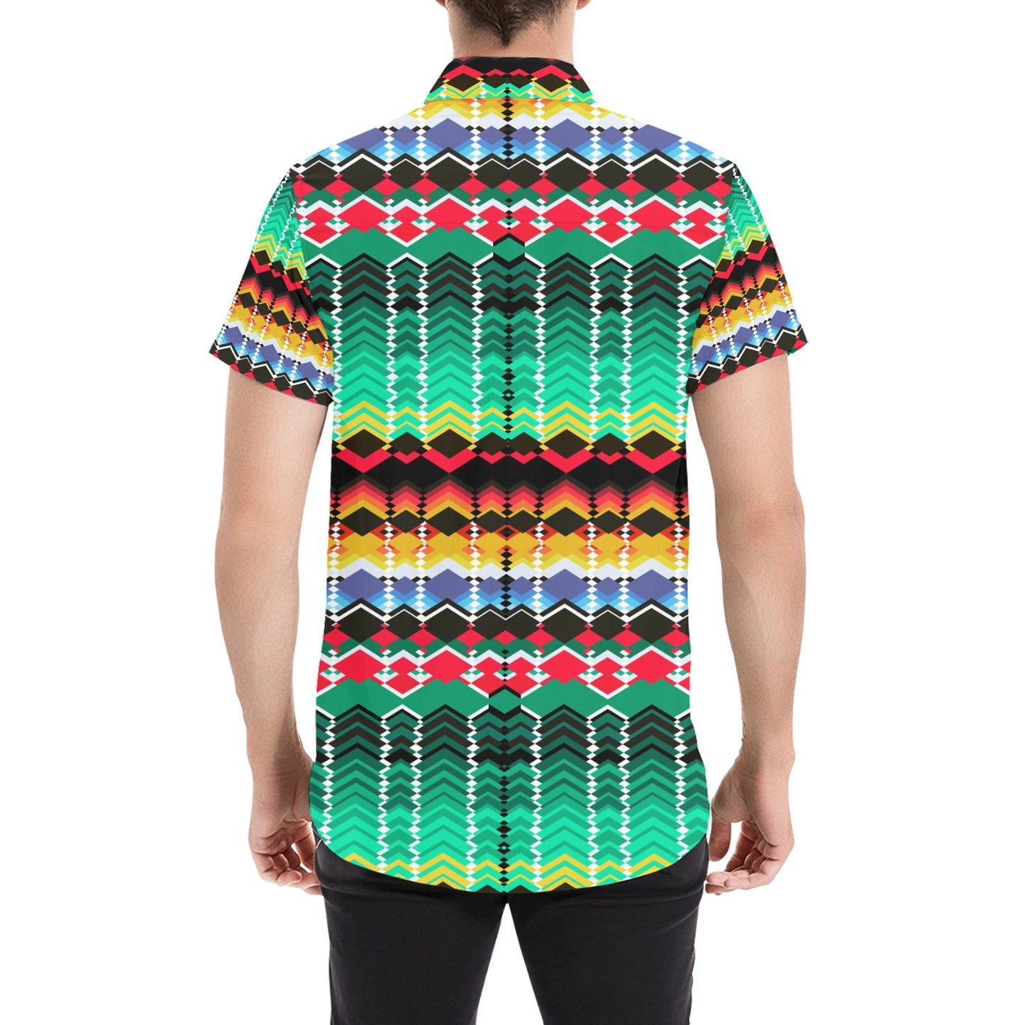 Serape Print Design LKS307 Men Short Sleeve Button Up Shirt