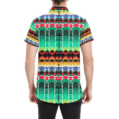 Serape Print Design LKS307 Men Short Sleeve Button Up Shirt