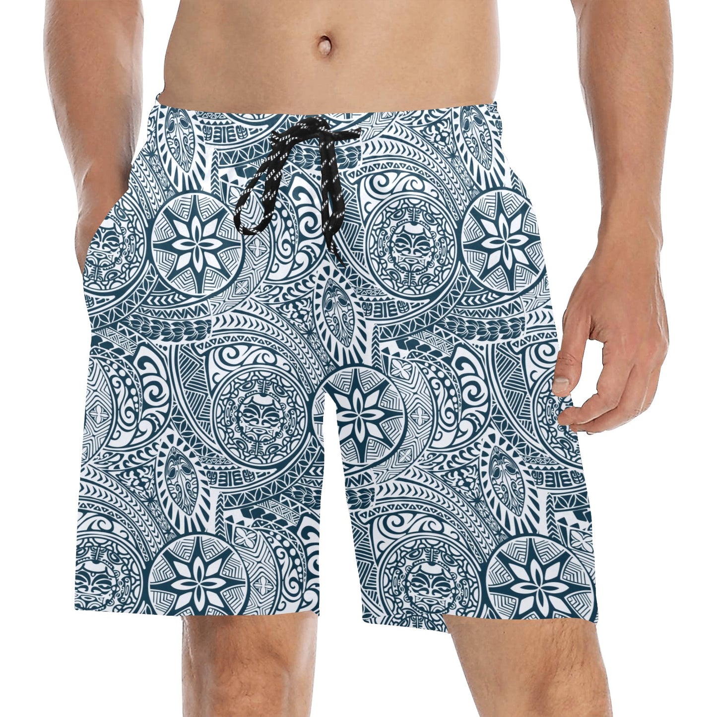 Samoan Pattern Print Design LKS306 Men's Swim Trunks Beach Shorts