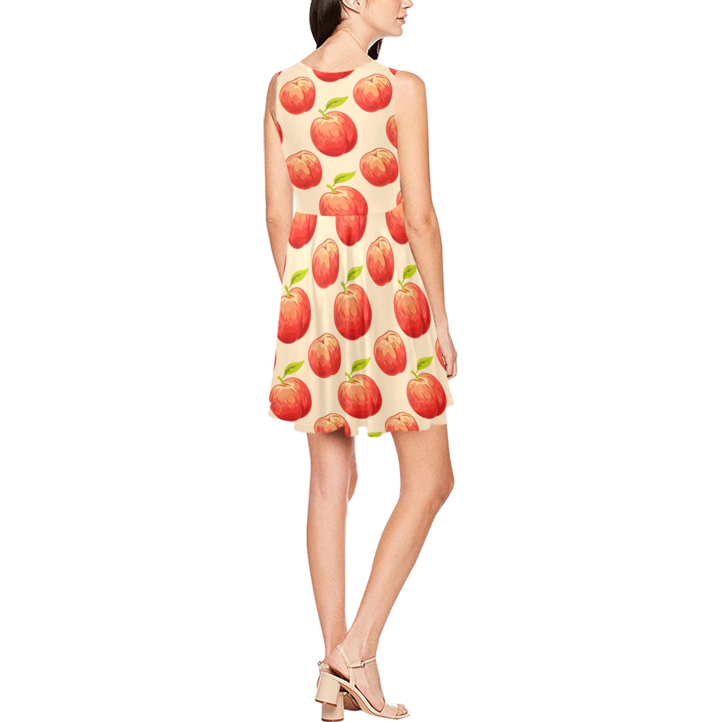 Peach Pattern Print Design A03 Sleeveless Dress
