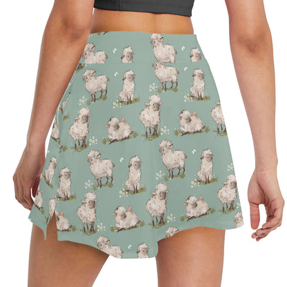 Sheep Print Design LKS405 17" Golf & Pickleball Skort with Pockets