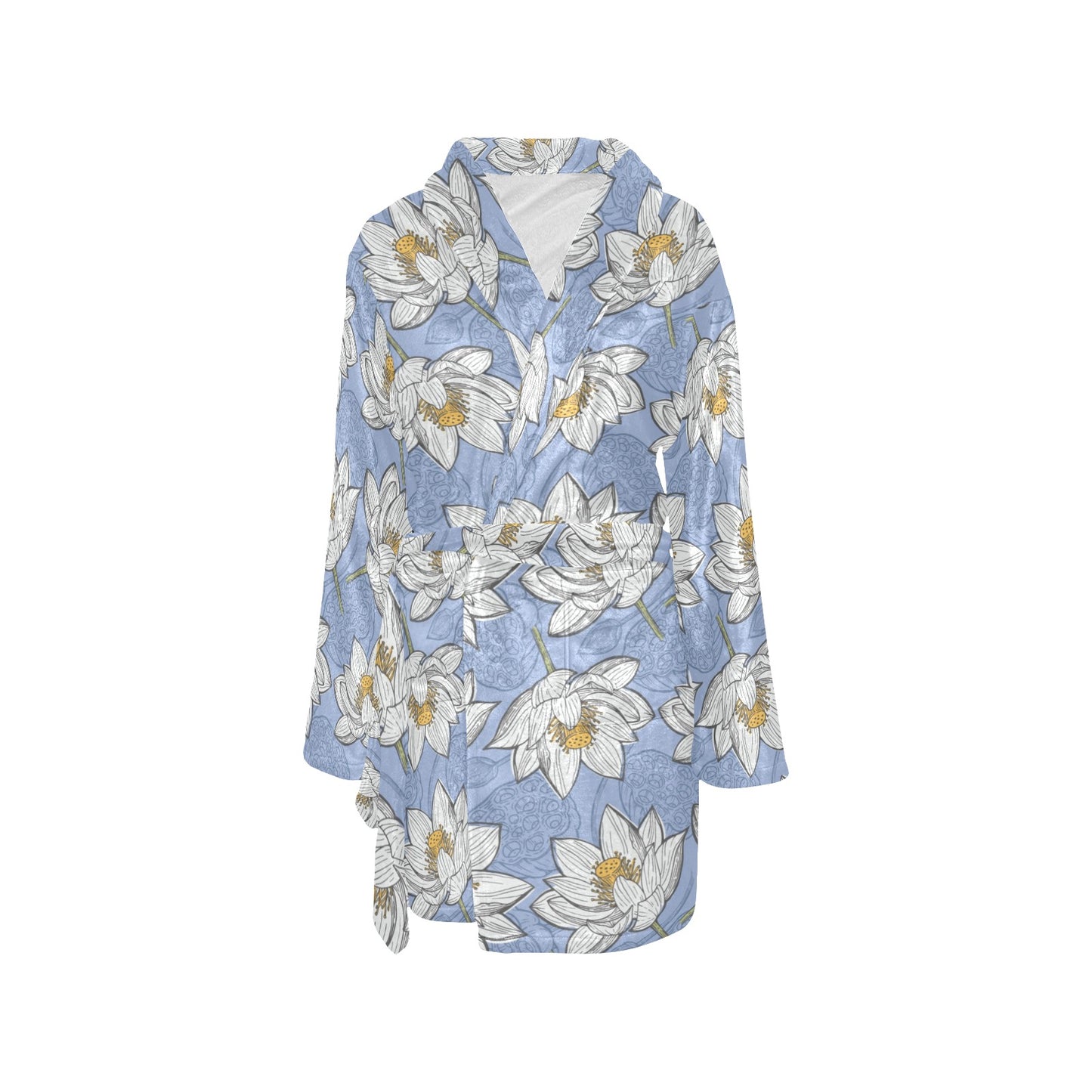 Lotus Pattern Print Design 04 Women's Fleece Robe