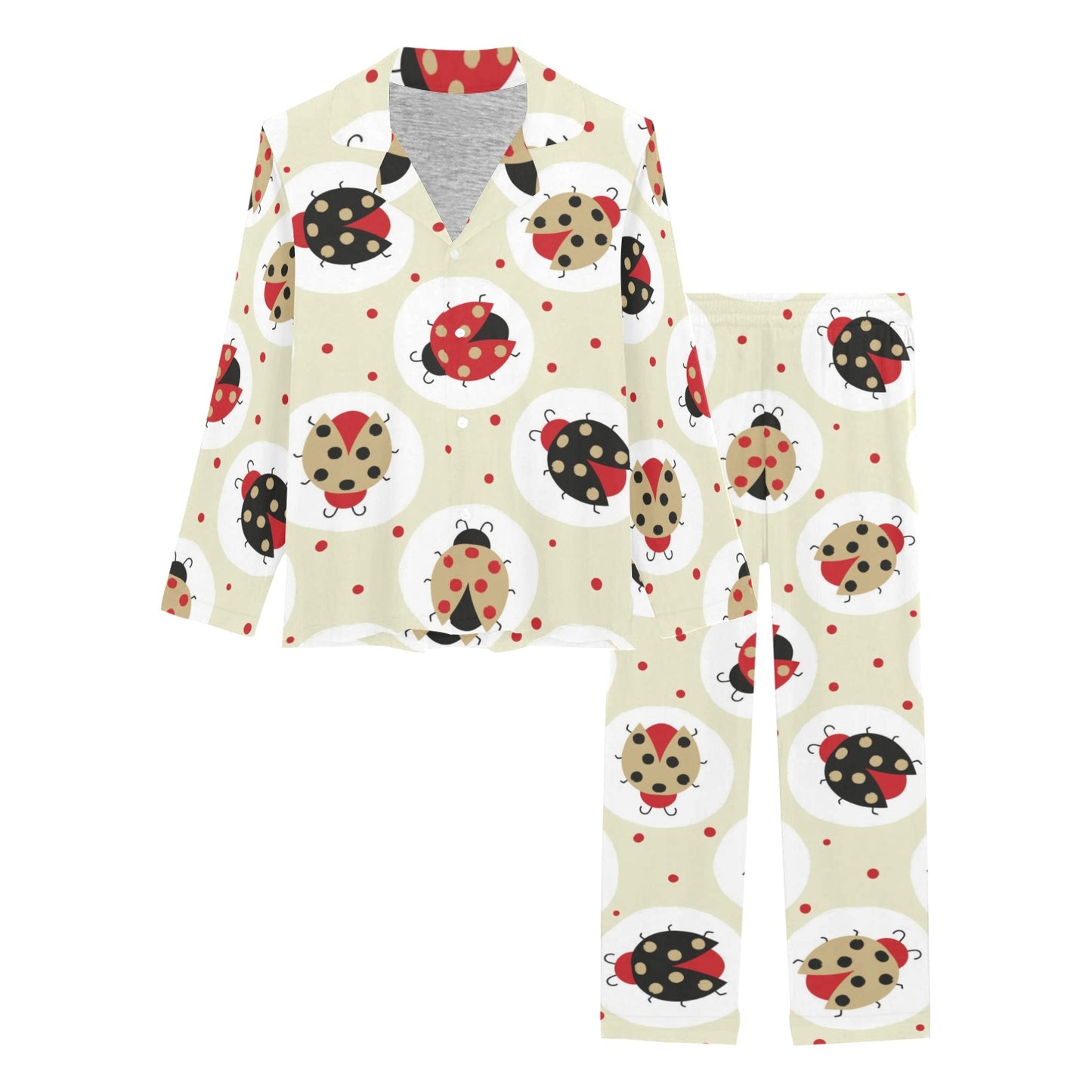 Ladybug Pattern Print Design 03 Women's Long Pajama Set