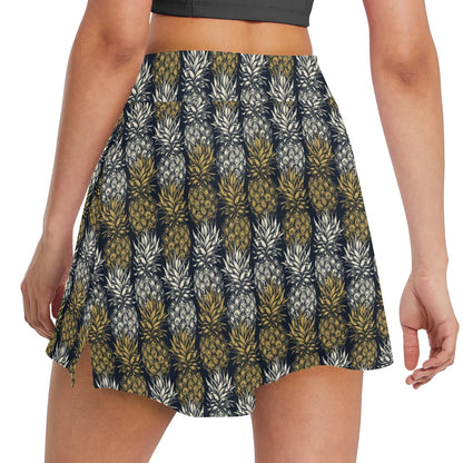 Pineapple Print Design Pattern 17" Golf & Pickleball Skort with Pockets