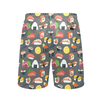 Sushi Print Design LKS302 Men's Swim Trunks Beach Shorts
