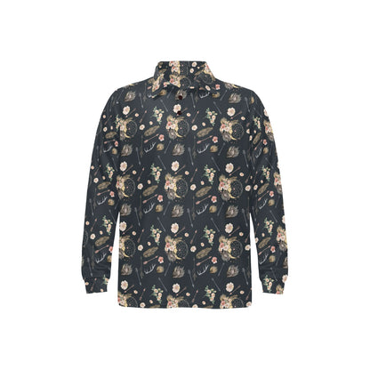 Bohemian Pattern Print Design 09 Long Sleeve Polo Shirt For Men's