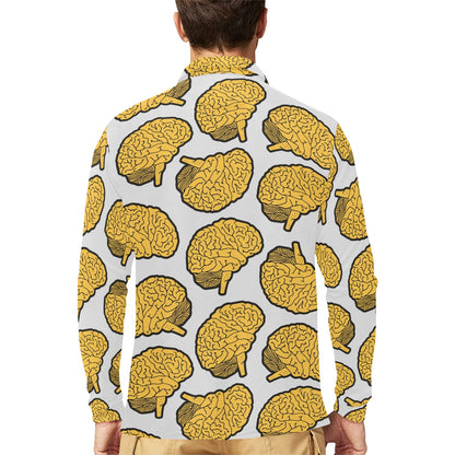 Psychology Pattern Print Design A01 Long Sleeve Polo Shirt For Men's