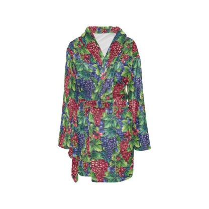 Grape Pattern Print Design GP02 Women's Fleece Robe