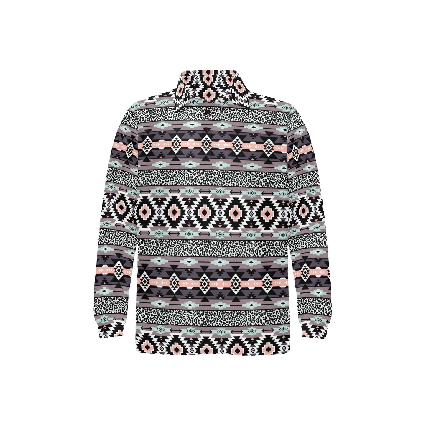 Safari Pattern Print Design LKS302 Long Sleeve Polo Shirt For Men's