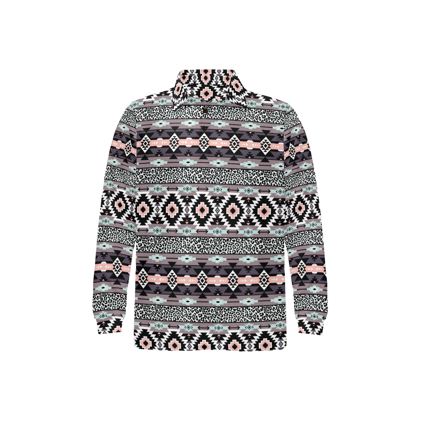 Safari Pattern Print Design LKS302 Long Sleeve Polo Shirt For Men's