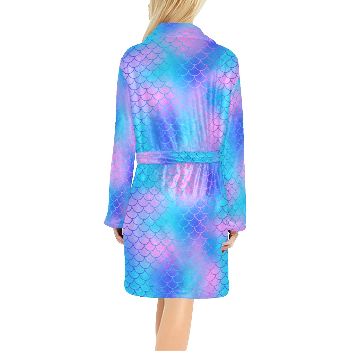 Mermaid Scales Pattern Print Design 04 Women's Fleece Robe