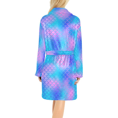 Mermaid Scales Pattern Print Design 04 Women's Fleece Robe