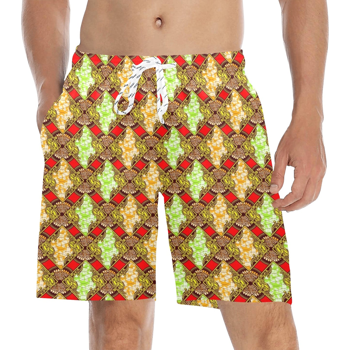 African Classic Print Pattern Men's Swim Trunks Beach Shorts