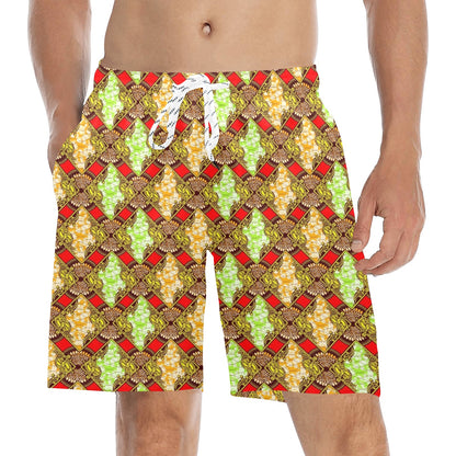 African Classic Print Pattern Men's Swim Trunks Beach Shorts