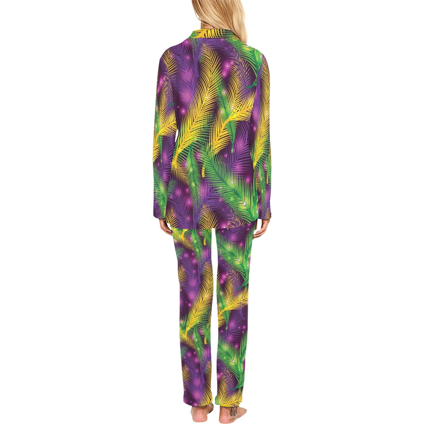 Mardi Gras Pattern Print Design 09 Women's Long Pajama Set