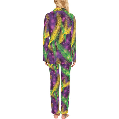 Mardi Gras Pattern Print Design 09 Women's Long Pajama Set