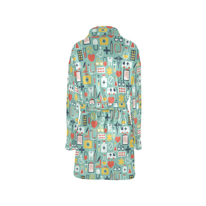 Medical Pattern Print Design 02 Women's Fleece Robe