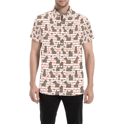 Scottish Terriers Print Design LKS3016 Men Short Sleeve Button Up Shirt