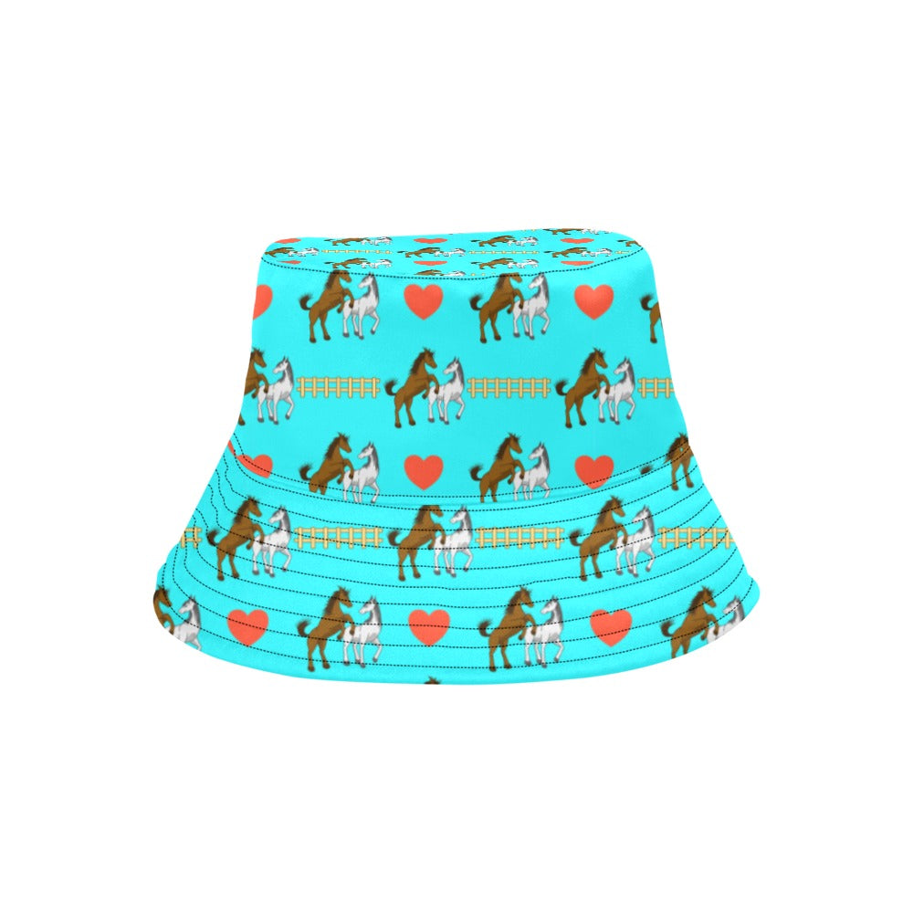 Horse Couple Love Print Design LKS309 Unisex Bucket Hat
