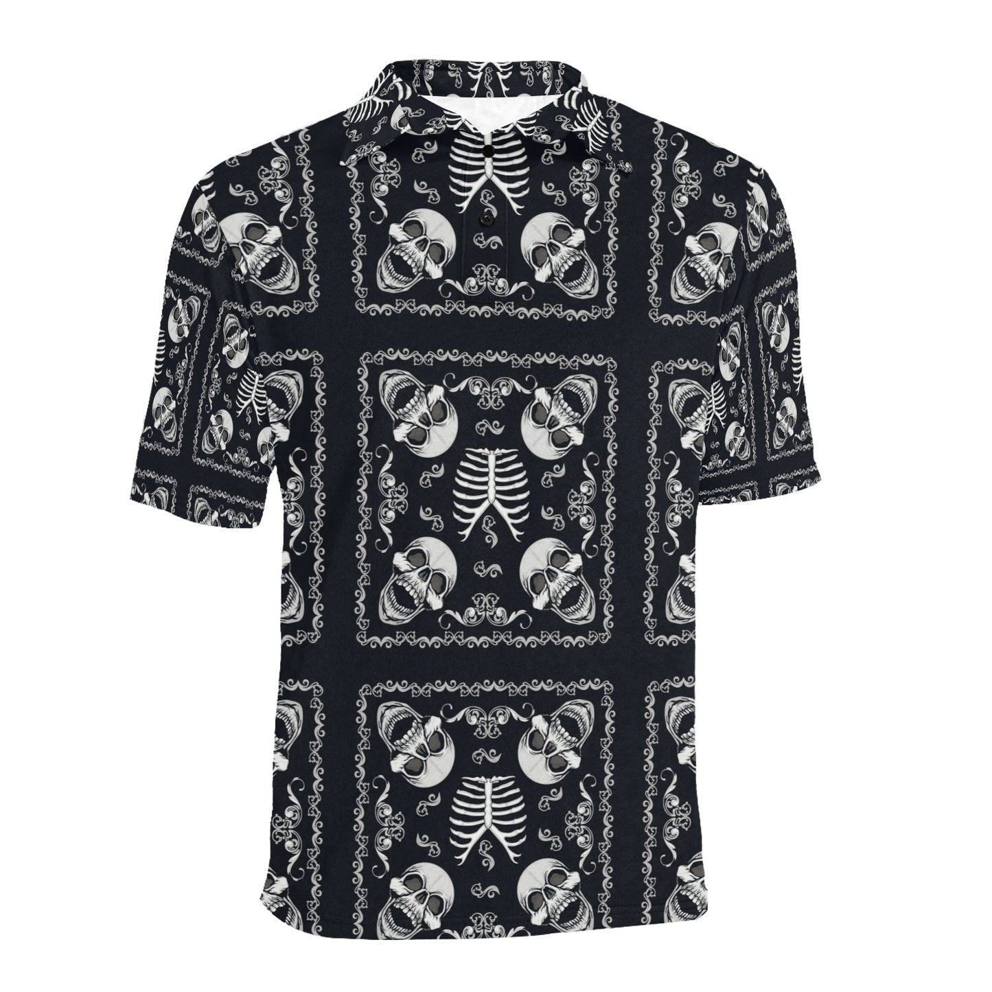 Bandana Skull Black White Print Design LKS306 Men Polo Shirt