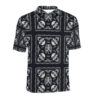 Bandana Skull Black White Print Design LKS306 Men Polo Shirt
