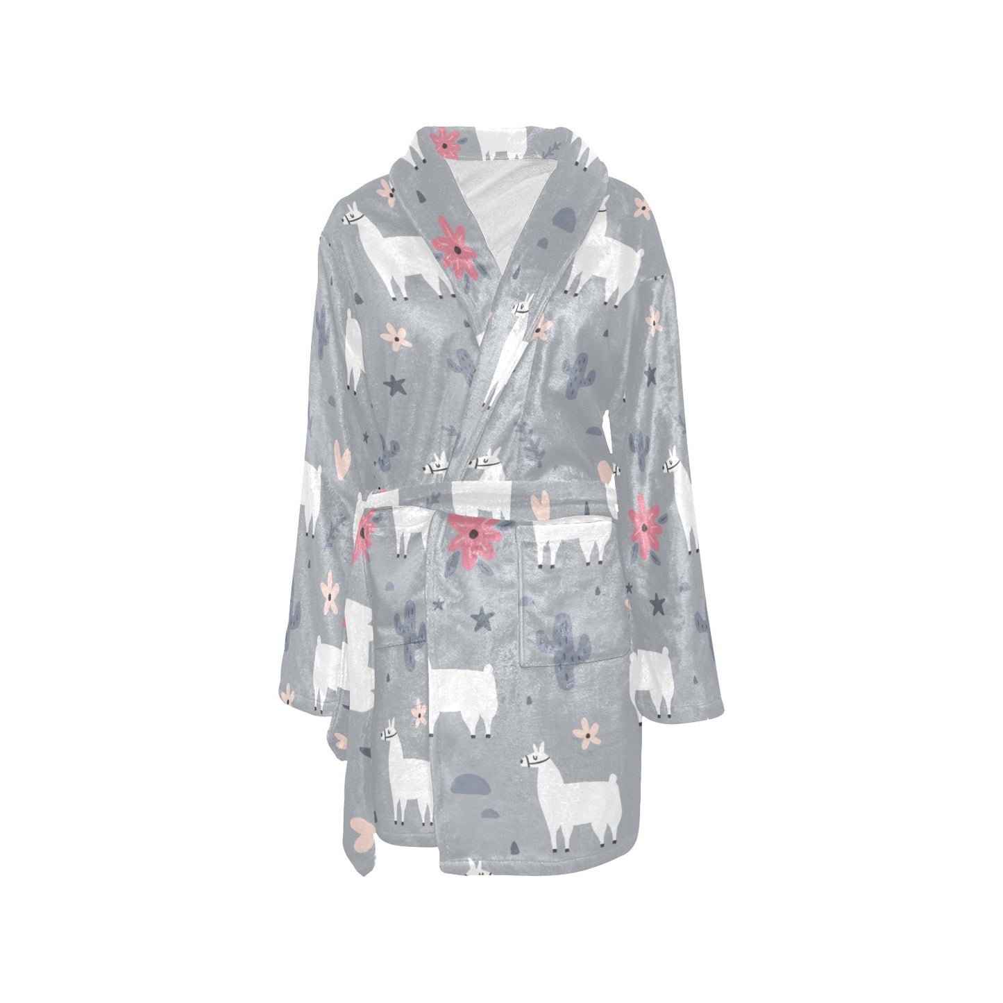 Llama Pattern Print Design 010 Women's Fleece Robe