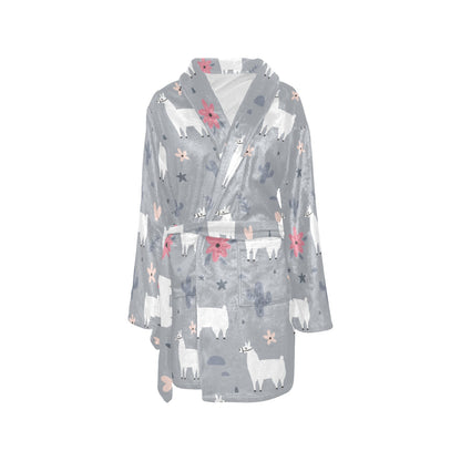 Llama Pattern Print Design 010 Women's Fleece Robe