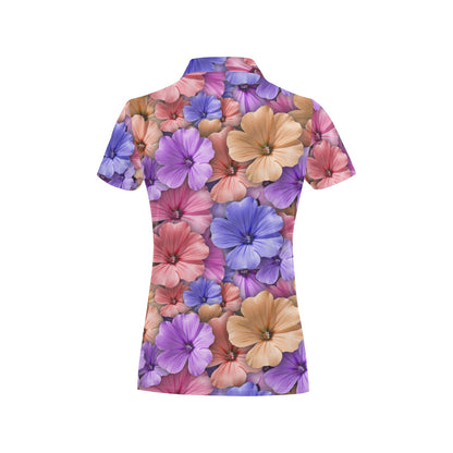 Colorful Geranium Pattern Women's Polo Shirt