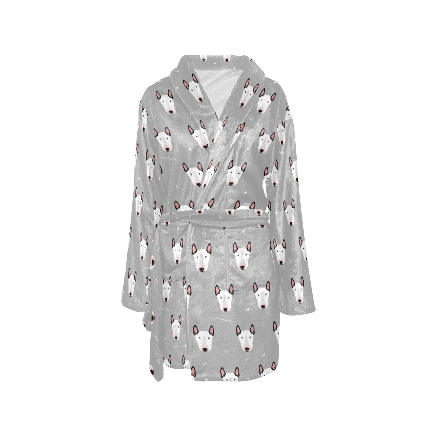Bull Terrier Head Print Pattern Women's Fleece Robe