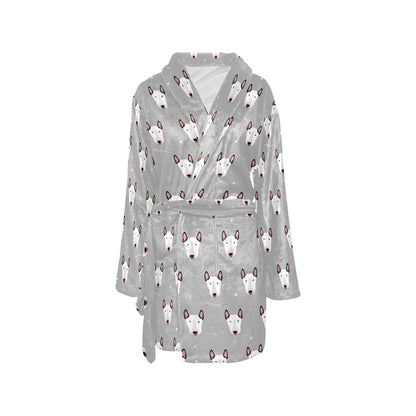 Bull Terrier Head Print Pattern Women's Fleece Robe