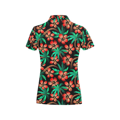 Hawaiian Themed Pattern Print Design H022 Women's Polo Shirt