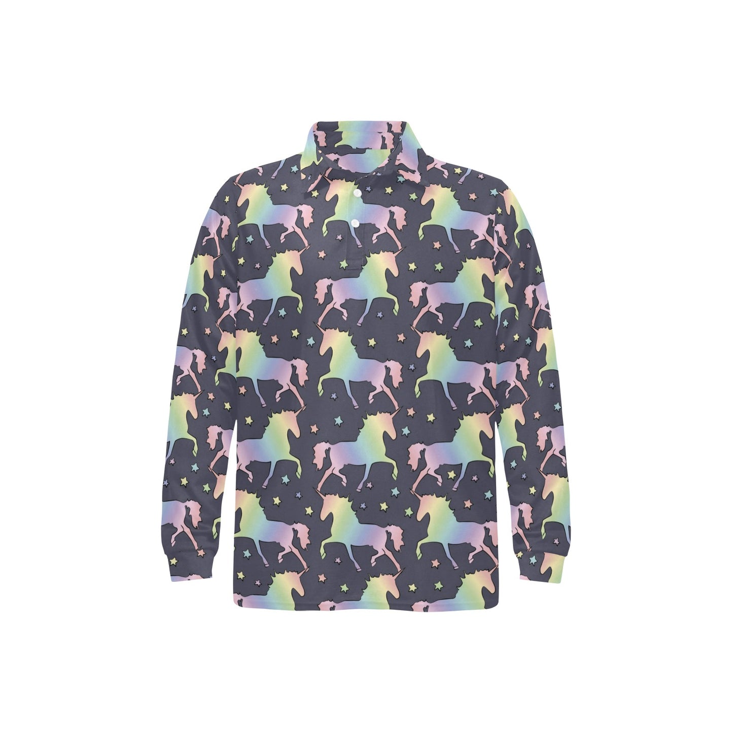 Rainbow Pattern Print Design A05 Long Sleeve Polo Shirt For Men's