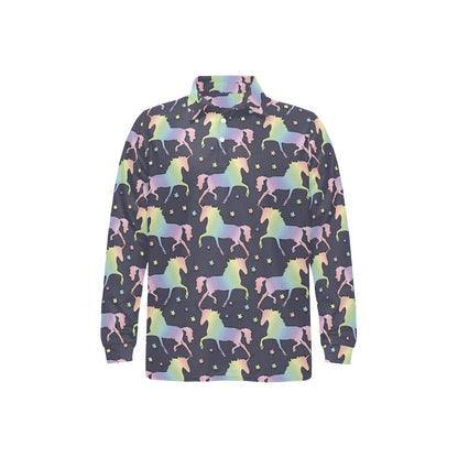 Rainbow Pattern Print Design A05 Long Sleeve Polo Shirt For Men's