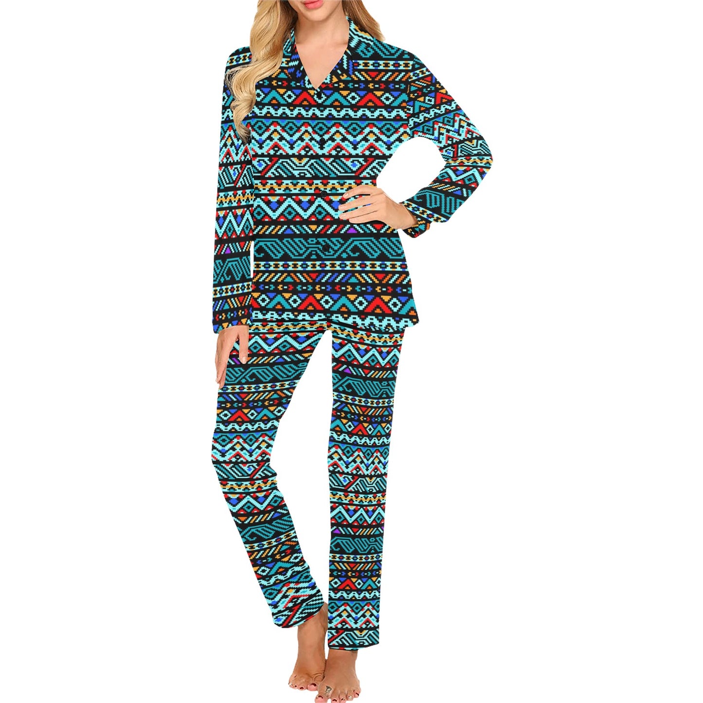 Southwestern Style Women's Long Pajama Set