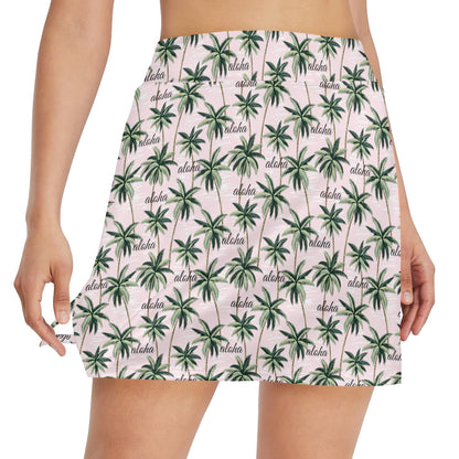 Aloha Beach Pattern Design Themed Print 17" Golf & Pickleball Skort with Pockets