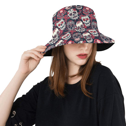 Sugar Skull Print Design LKS303 Unisex Bucket Hat