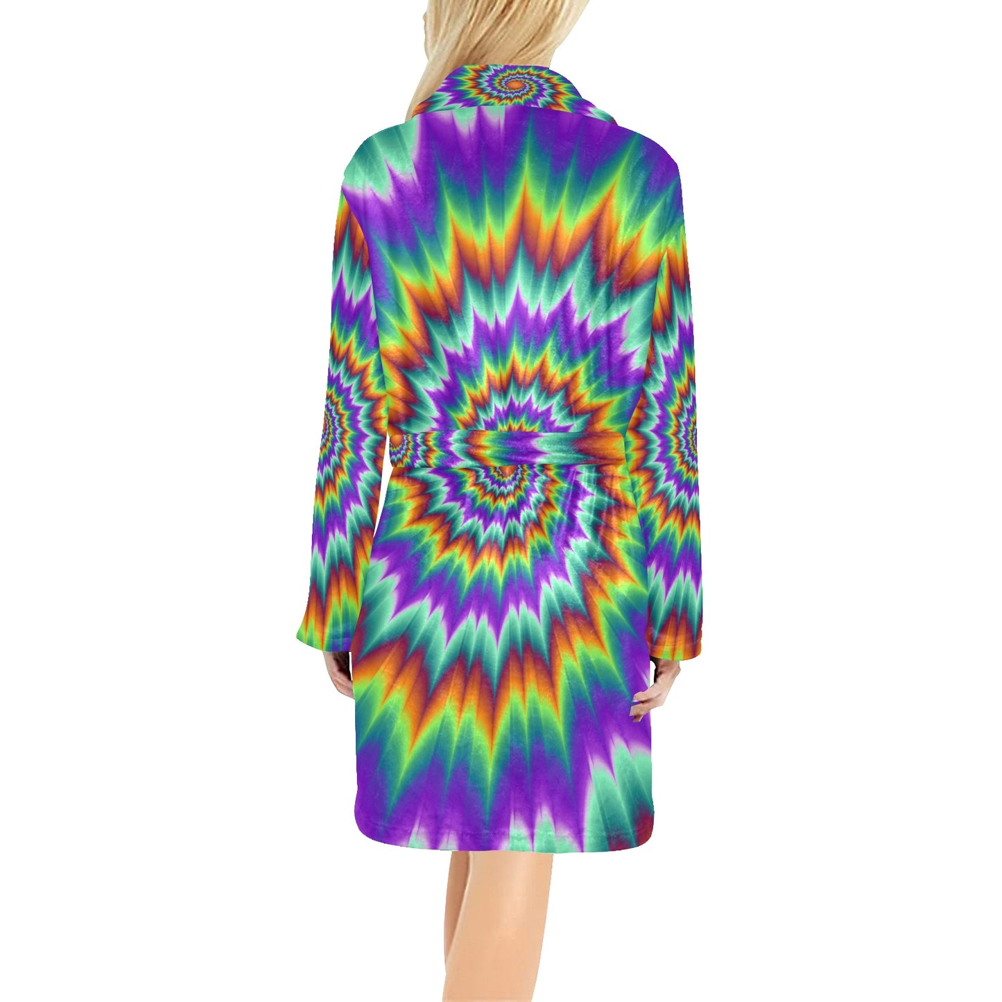 Optical illusion Pulsing fiery spirals Women's Fleece Robe