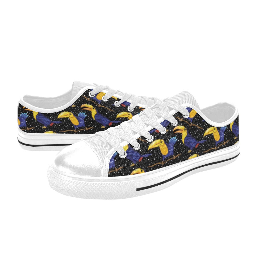 Toucan Print Design LKS307 Women's White Low Top Shoes